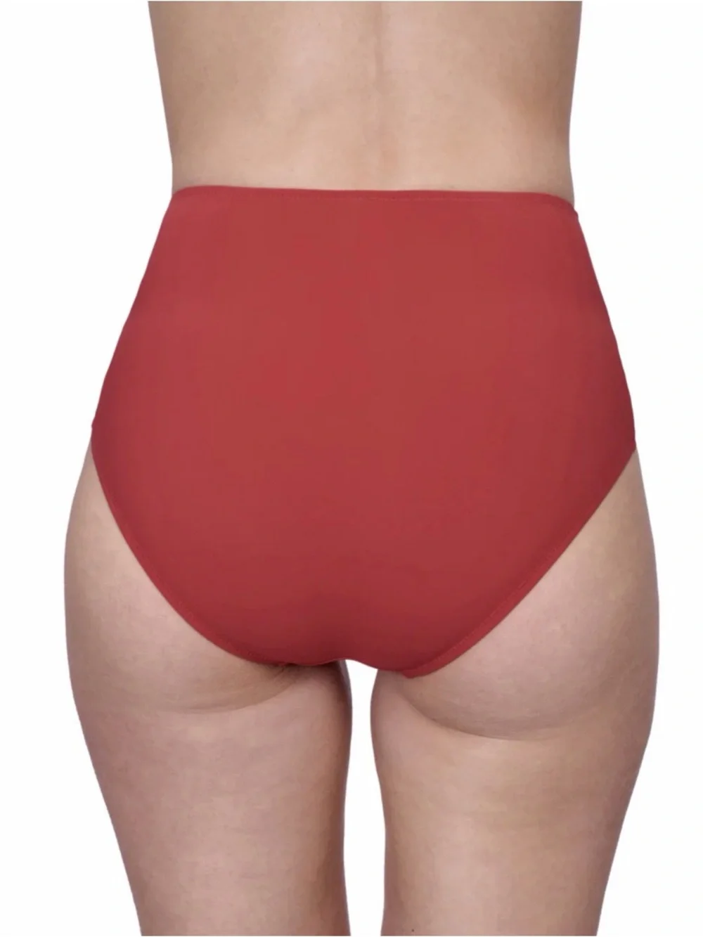 Gottex Red Paprika High-Waist Full Coverage Bikini Bottom w/ Gold Buttons 8 & 10 - Picture 3 of 11